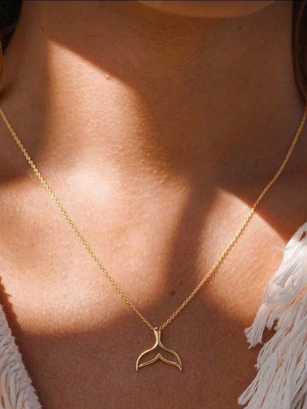 Gold Whale Tail Necklace M574